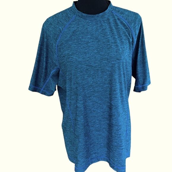 Land’s End mock neck marled look teal work out tee size M (38-40) - Picture 1 of 5